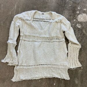 FREE PEOPLE BELONG TO YOU SWEATER Cream White Knit Large Boho Chic oversized obo